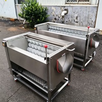 Automatische commerciële groente- en fruitwasser/schiller, borsteltype reiniger van 304 staal voor commercieel gebruik in restaurants, watergekoeld