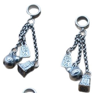 Silver Gourd <b>Bell</b> Charm Pendant Accessories For Necklace Bracelet Jewelry Findings With Fortune Character Plating Finish - Product Image 5