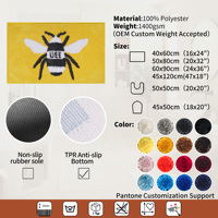 Tapis de bain en microfibre Bee, tapis de sol de salle de bain tufté, séchage rapide, antidérapant, support TPR, logo personnalisé, fournisseur direct d'usine OEM