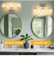 Applique murale en verre finition nickel, trois têtes, intensité réglable, base E26, pour miroir de salle de bain, applique murale intérieure moderne