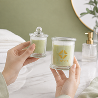 Pot à bougie en verre transparent avec couvercle en verre, plusieurs tailles, récipient à bougie vide, logo personnalisé pour l'aromathérapie