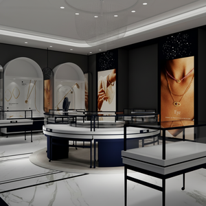 Vitrine en verre de conception de bijouterie haut de gamme présentoir lumineux comptoir de magasin présentoir à bijoux - Product Image 1