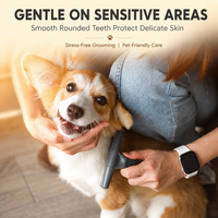 Brosse ergonomique en acier inoxydable pour démêler les poils d'animaux, peigne de toilettage pour chiens et chats, outil de nettoyage, vente en gros