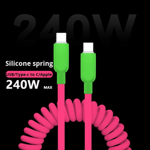 <span class=keywords><strong>Cable</strong></span> <span class=keywords><strong>de</strong></span> <span class=keywords><strong>Carga</strong></span> <span class=keywords><strong>de</strong></span> Datos USB-C a USB-C <span class=keywords><strong>de</strong></span> Silicona Líquida Suave en Espiral, 240W, para <span class=keywords><strong>iPhone</strong></span> - Product Image 4