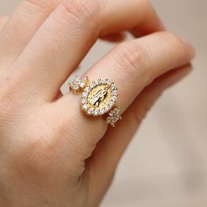 Duyizhao Bague en zircon cubique Notre Dame <span class=keywords><strong>de</strong></span> <span class=keywords><strong>Guadalupe</strong></span> Vierge Marie Bijoux religieux Bague en or pour femmes Bijoux - Product Image 6