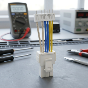 Faisceau de câbles multicolores personnalisé avec connecteur en plastique blanc à verrouillage et bornes à sertir apparentes pour le câblage du module de commande - Product Image 6