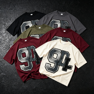เสื้อยืดพิมพ์ลายสกรีนคุณภาพสูงแบบทำสีซีดสไตล์วินเทจ ทรงโอเวอร์ไซส์ ผ้าคอตตอนถัก 100% น้ำหนัก 260 กรัม - Product Image 1