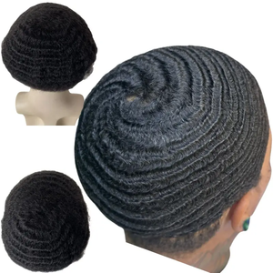 Unidades de cabello Afro Wave para hombres, reemplazo de cabello de encaje francés completo, tupé de cabello afro rizado negro para hombres, 1B 10mm - Product Image 1