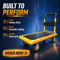 Chariot de transport pliable à quatre roues en acier JYH personnalisable avec double poutre et poignée, idéal pour la maison