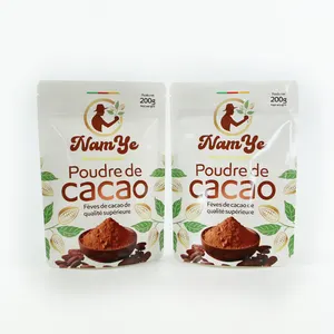 Bustina di fabbrica Design personalizzato con chiusura lampo Stand Up tè Matcha cacao in polvere sacchetto per imballaggio bustina logo personale confezione da tè