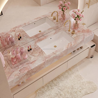 Comptoirs sur mesure en marbre rose Rosalia Breccia Pontificia Rosato, crème naturelle de luxe, rose clair, pour la décoration intérieure