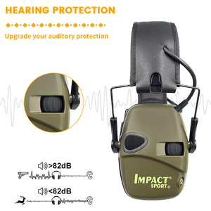 Casque de tir électronique tactique d'extérieur avec cordon, casque anti-bruit pour stand de tir, amplification du son d'impact, protection auditive - Product Image 1
