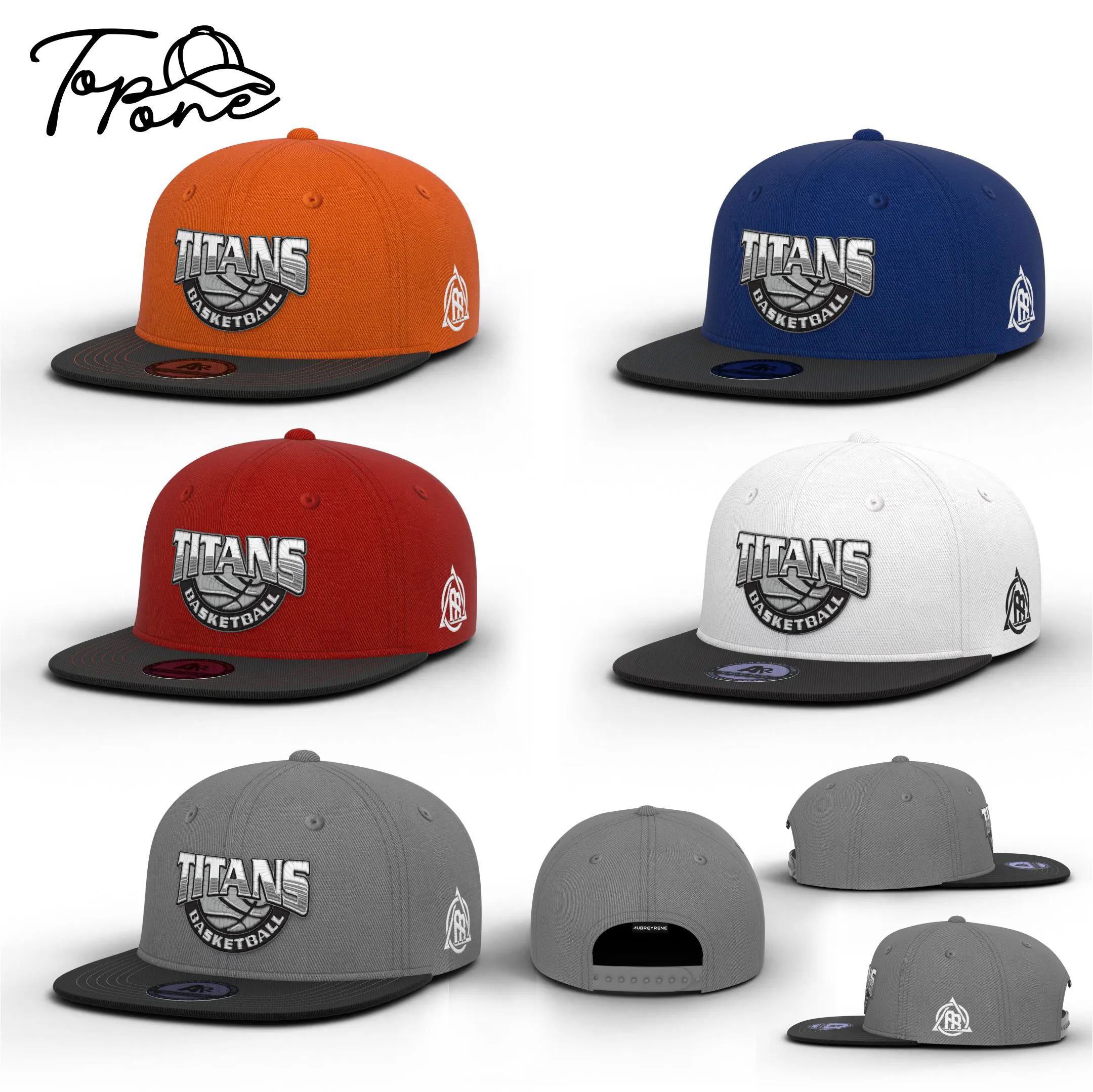 Topi olahraga luar ruangan uniseks kustom topi Snapback pinggiran datar bordir 6 Panel dapat diatur topi basket