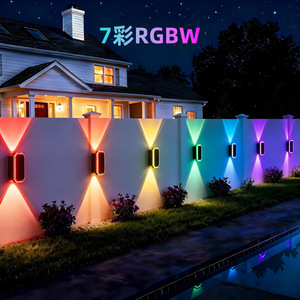 Lámpara Solar de Pared para Exteriores RGBW, 7 Colores LED, Impermeable, Foco de Jardín para Iluminación de Patio y Villa - Product Image 1