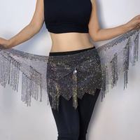 Écharpe de hanche délicate et brillante en maille de strass avec franges pour la danse du ventre