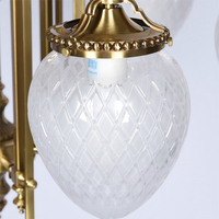 Lustre LED Classique en Laiton Doré Antique, Suspension Européenne en Verre Dépoli, Lampe Intérieure Personnalisée pour Hôtel et Salle à Manger, Garantie 2 Ans