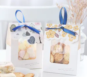 Роскошные складные подарочные коробки из крафт-бумаги для печенья с окошком