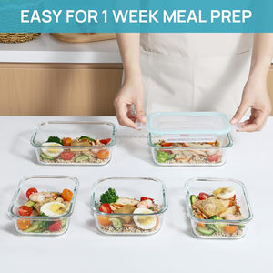 Boîte Repas <span class=keywords><strong>en</strong></span> <span class=keywords><strong>Verre</strong></span> avec Couvercle pour Bureau et École, Résistante à la Chaleur, Compatible Micro-Ondes, Congélateur et Lave-Vaisselle, Sans BPA, Anti-Fuite et Hermétique - Product Image 4