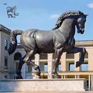 BLVE Gartendekoration antiker Stil Lebensgröße römische Soldatenpferde Guss Messing Bronze Pferdestatue Skulptur