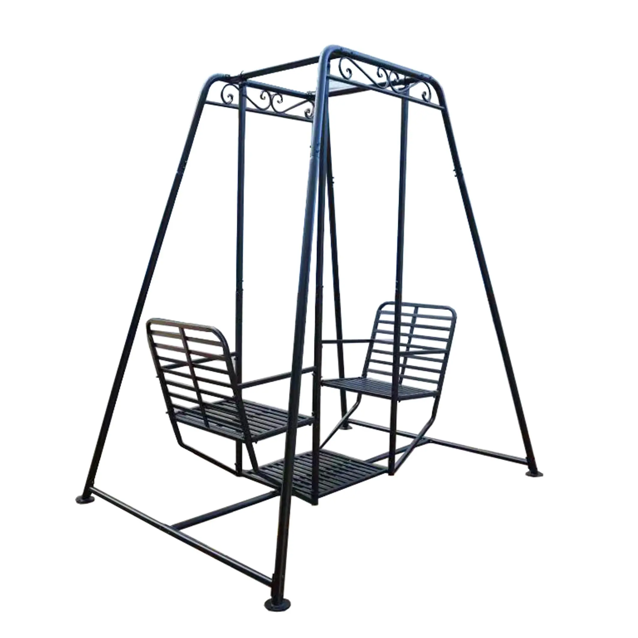 Factory Directly Outdoor Garden Swing Chair with Blue Color Metal Iron Swing Chair for Backyard Patio 2 person Swing Chair