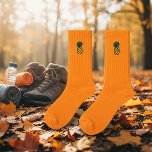 Unisex <b>Orange</b> Pineapple Embroidered Sports <b>Socks</b> Customizable Logo Digital Printing Anti-Bacterial Sweat Features for Autumn - Product Image 4