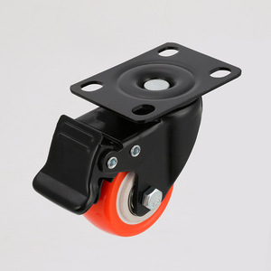 Swivel Caster Wheel 2 Inch Orange PP With Brake Industrial Furniture Use Ball Bearing Firm Tread - Product Image 2