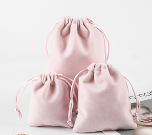 Bolsa con Cordón Personalizada al por Mayor, Bolsa de Joyería de Terciopelo Rosa Suave con Logotipo, Embalaje Textil Colorido al por Mayor - Product Image 3