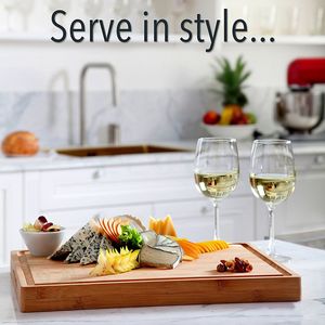 Planche à découper rectangulaire en bambou épaisse avec rainure pour les jus, tapis antidérapants, logo laser pour la cuisine - Product Image 4