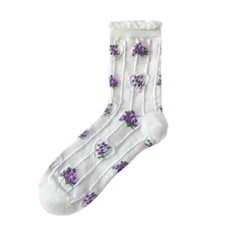Необычные быстросохнущие женские круглые носки, дышащие круглые носки, носки для девочек с цветами