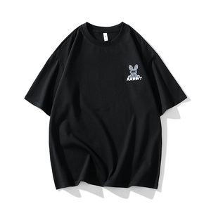 Camiseta de Manga Corta para Hombre en Oferta, con Logotipo Personalizado, Impresión en Seda, <span class=keywords><strong>Dobladillo</strong></span> <span class=keywords><strong>Circular</strong></span> Cómodo, Mezcla Triple, 100% Algodón, Corte Holgado - Product Image 4