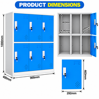 Casier scolaire métallique à 6 compartiments, en kit, armoire de rangement en acier coloré personnalisable avec trous d'aération et serrure à clé pour enfants