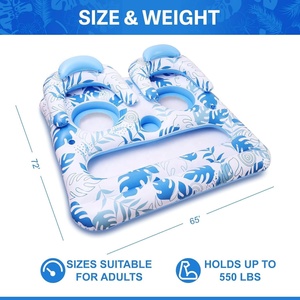 <span class=keywords><strong>ENLIGHT</strong></span> PVC Transat Gonflable Imprimé Tropical avec Porte-Gobelets Intégrés pour la Détente en Bord de Piscine en Extérieur - Product Image 6