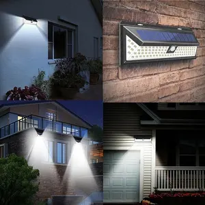 Lumière de sécurité de capteur de mouvement de jardin solaire à lumen élevé pour mur extérieur 90 3.7V ABS Luces Solares Led clôture lumières DC 6V 1000 100