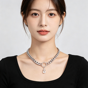 Kalung Rantai Cuban Kasar Model Drill Power dari Baja Anti Karat, Tidak Luntur, Ringan, Keren, Bergaya Hip Hop, Aksesoris Trendi - Product Image 1