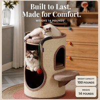 Arbre à chat cylindrique à 2 niveaux de style nordique, entièrement recouvert de sisal, avec base antidérapante et plateforme supérieure pour l'intérieur