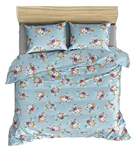 Mavi lüks yatak ince özel zengin saf pamuk king-size yatak levha İki yastık kılıfı ile Modern cazip tasarımlar