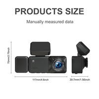 Caméra embarquée 4K Ultra HD 3 canaux (avant, arrière, habitacle) avec Wi-Fi 5 GHz, GPS, vision nocturne, moniteur de stationnement et capteur G - Enregistreur vidéo de voiture