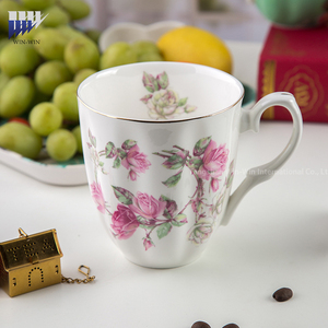 Cangkir Kopi Bone China Berkualitas Tinggi Motif Bunga Cangkir Teh Tepi Emas Timbul Cangkir Kopi Susu Kreatif - Product Image 5