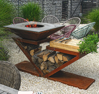 Barbecue au charbon de bois de style moderne pour jardin, intérieur et extérieur, chariot de foyer en acier pour camping, fête, bois de chauffage