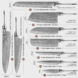 XITUO Lames de couteaux de cuisine vierges 1 à 9 pièces, en acier Damas 67 couches, pour montage DIY, haute dureté, outils de cuisine utilitaires, cadeau - Product Image 2