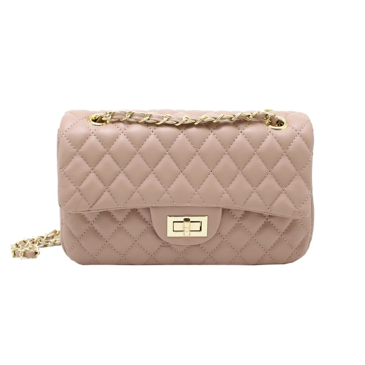Quilted Crossbody Bags for Women PVC Leather Ladies Shoulder Purses with Chain Strap Stylish Clutch Purse