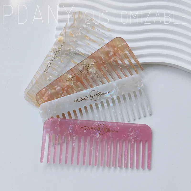 PDANY Hair Styling Detangle Parting Customized Costom Braid Cellulose Acetate Wide Tooth Comb With Custom Logo For Black Women