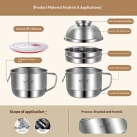 Boîte à bento isotherme en acier inoxydable 316L avec couvercle, capacité 1-3L, poignée antidérapante, design moderne pour étudiants et adultes