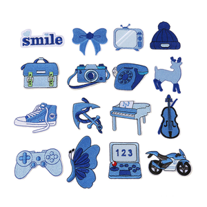 Anti-fading and Anti-deformation Blue pink Green Series Heat Press Embroidery <b>Iron</b> on Cute Cartoon Small Kids Clothes Patches - Product Image 2