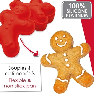 مجموعة قوالب سيليكون لخبز رجل الزنجبيل 2911، طقم خبز للكعك الزنجبيلي لعيد الميلاد، قوالب فردية ناعمة آمنة للتجميد والفرن - Product Image 4