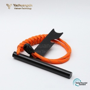Ferrocerium Rod With Orange Paracord Handle Stainless Steel Outdoor <b>Fire</b> Starter Survival <b>Tool</b> - Product Image 2