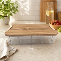 Boîte à collation avec planche à découper 2-en-1, couvercle en bois, conteneur de stockage alimentaire portable pour les déplacements, cuisine nomade
