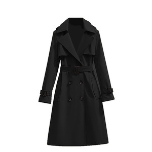 Manteau <span class=keywords><strong>trench</strong></span> mi-long en polyester respirant, style coréen élégant et décontracté pour femmes, nouvelle mode printemps-automne, manches longues, boutons - Product Image 6