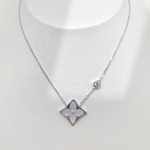 custom plata 925 sterling silver <b>cheap</b> enamel minimalist necklace wholesale designer flower clover pendant necklaces for girls - Product Image 3