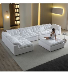 Chất lượng cao đám mây ghế sofa cắt đặt đồ nội thất vải trắng thoải mái U hình dạng phòng khách sofa nén - Product Image 6